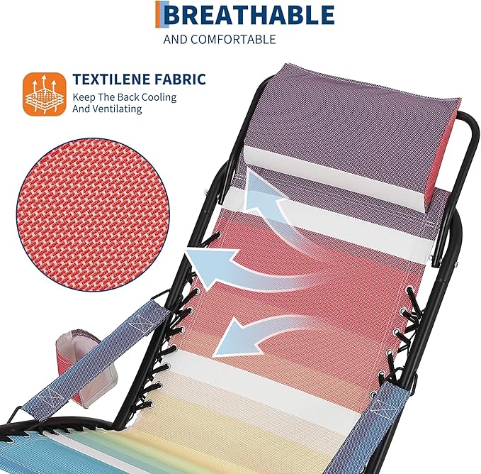 Folding Camping Chair with Head Support Stable Portable Compact Beach Chair Lawn Chairs Folding for Outdoor Camp Travel Picnic Festival Hiking Backpacking