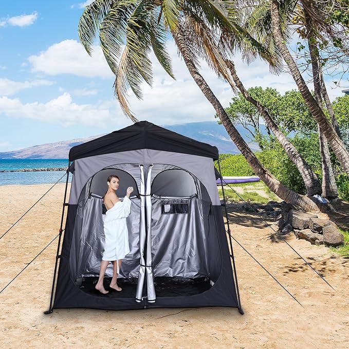 CDEN Camping Shower Tent Outdoor Shower Enclosure Camping Shower Outdoor Bathroom Pop Up Changing Tent Oversize