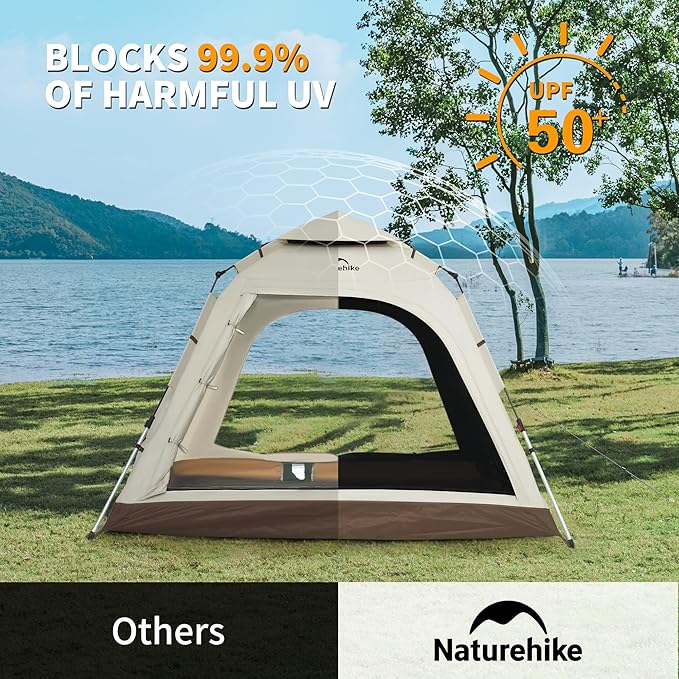 Naturehike Upgraded Ango 3-4 Person Blackout TentInstant Pop up Tents for Camping Waterproof Anti-UV Camping Tent