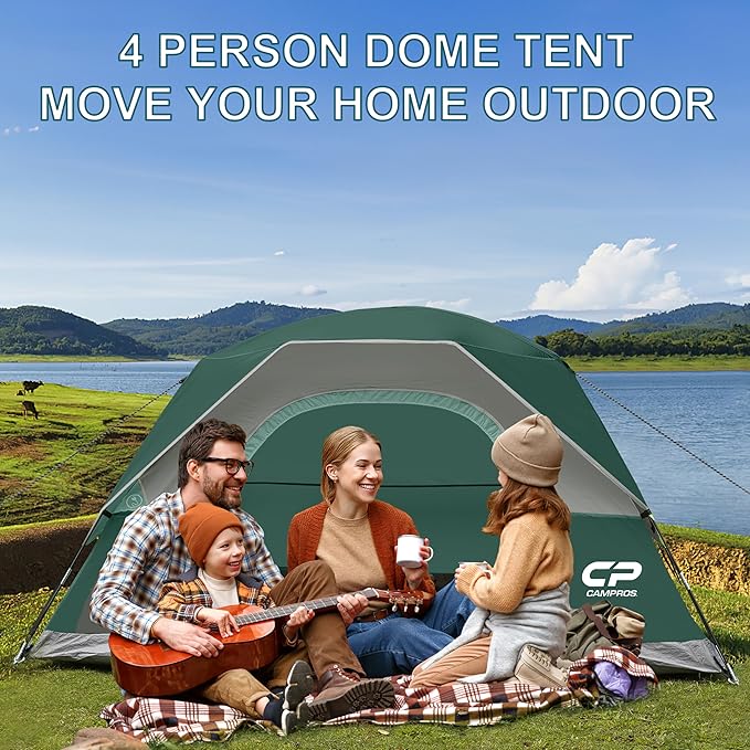 Tents for Camping 4 Person Tent Waterproof Windproof Double Layer Camping Tent Easy Setup Dome Tent with Large Mesh Windows &amp Wider Door for Outdoor Camping &amp Hiking