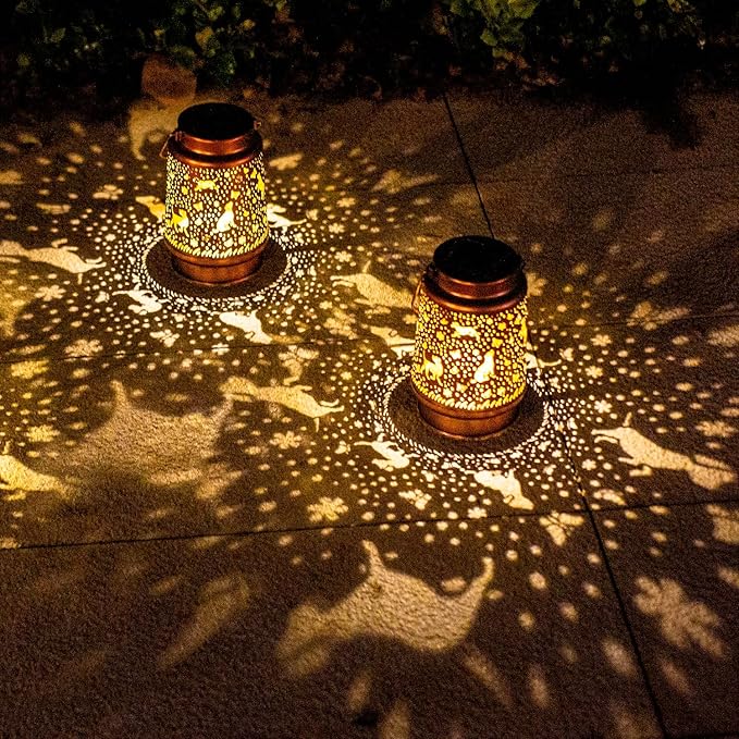 Dog Solar Lanterns Outdoor Waterproof Hanging Solar Lights Dog Gifts for Women Men Metal Decorative LED Lanterns for Yard Patio Lawn Tabletop Pathway Landscape Garden Decor Dog Lovers Gifts