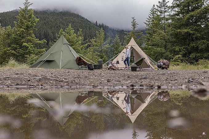 DOD RX Pyramid Tent for Camping - Durable All Season Teepee Tent for Adults Outdoor Camping - 6 Person Tipi Pyramid-Shaped Camping Tent - Quick Easy Setup - Large