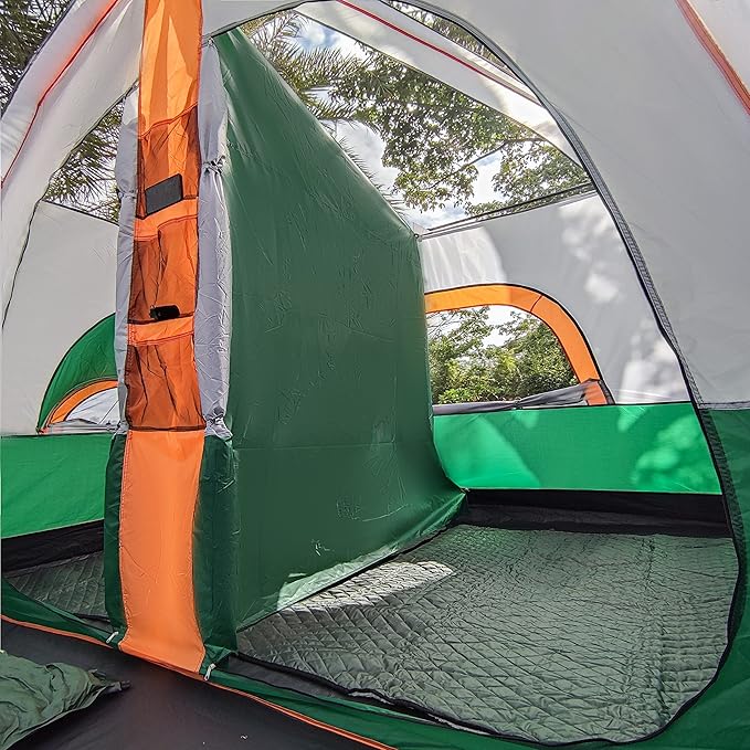 KTT Extra Large Tent 10-12-14 Person(A)Family Cabin Tents2 Rooms3 Doors and 3 Windows with MeshStraight WallWaterproofDouble LayerBig Tent for OutdoorPicnicCampingFamily Gathering