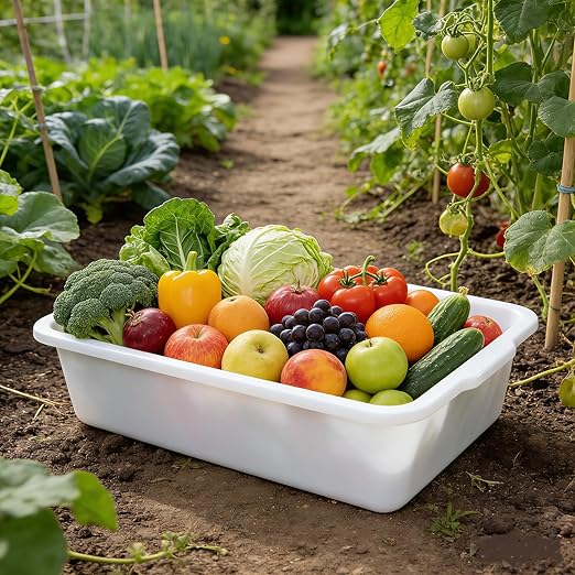 4 Pack Commercial Bus Tubs Food Grade Meat Processing Tubs Bus Box/Tote Box Restaurant Dish Tub 6.8 Deep White (35 L)