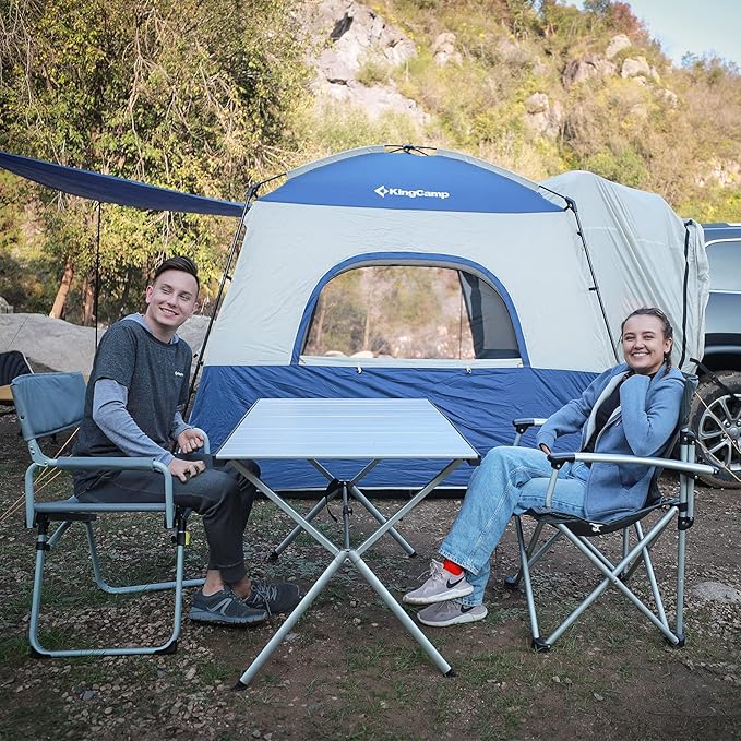 Kingcamp Aluminum Hard Armrest with Cup Holder Portable Padded Deluxe Chair with Carry Bag Heavy Duty Supports 300 lbs for Outdoor Black