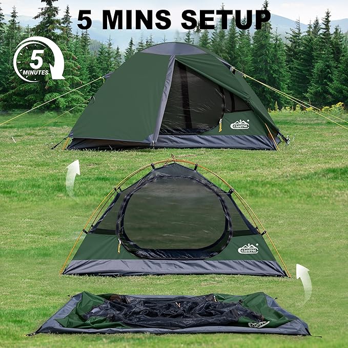 2 Person Backpacking Tent Waterproof Windproof Two Person Tent Lightweight Easy Setup 2 Man Tent for Camping Hiking Cycling