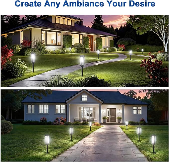 Solar Pathway Lights Outdoor6 Pack Cool Garden Lights Solar Powered Waterproof IP65Auto On/Off Outdoor Light for Lawn Patio Walkway Driveway Decor Landscape Lighting
