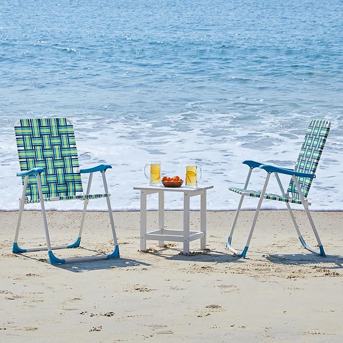 Yaheetech Set of 2 Outdoor Beach Camping Chair Folding Lawn Chair with Armrests for Adults Portable Robust Iron Frame Chairs for Patio Backyard Poolside Green