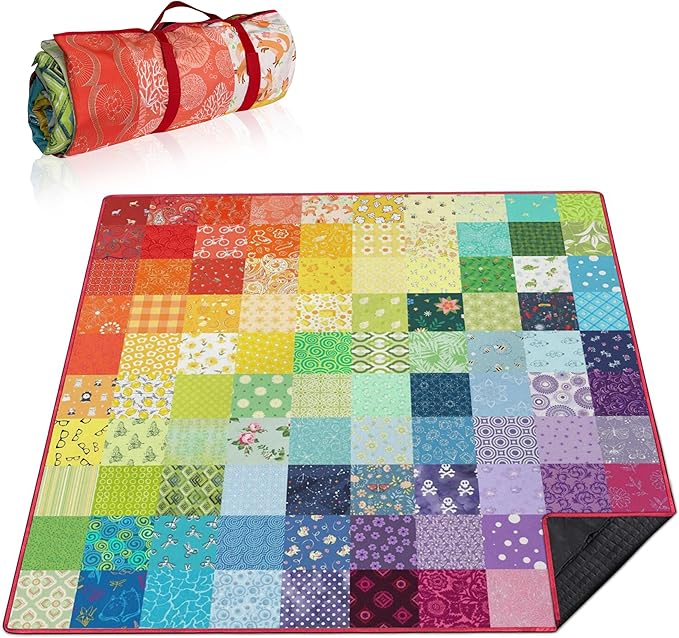 Extra Large Picnic Blankets Waterproof Foldable (80x 80) Boho Beach Blanket Waterproof Sandproof3-Layer Thicking Mat Outdoor Packable Camping Blanket