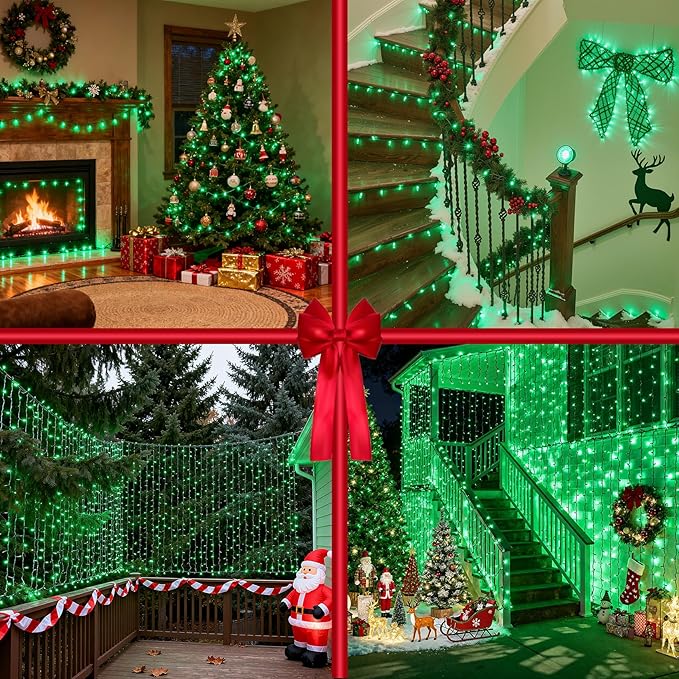 750 LED 240FT Christmas String Lights Outdoor with 12 Modes Timer &amp Dimmable Green Wire St Patricks Day Decorations Lights Waterproof Plug in Fairy Lights for Party Home Patio Wedding Xmas Gree
