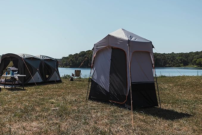 Bushnell Shower Tent with Instant Setup Technology | Shield Series 2 Room Shower Tent for Family Camping Hunting Hiking | Solar Water Reservoir Included