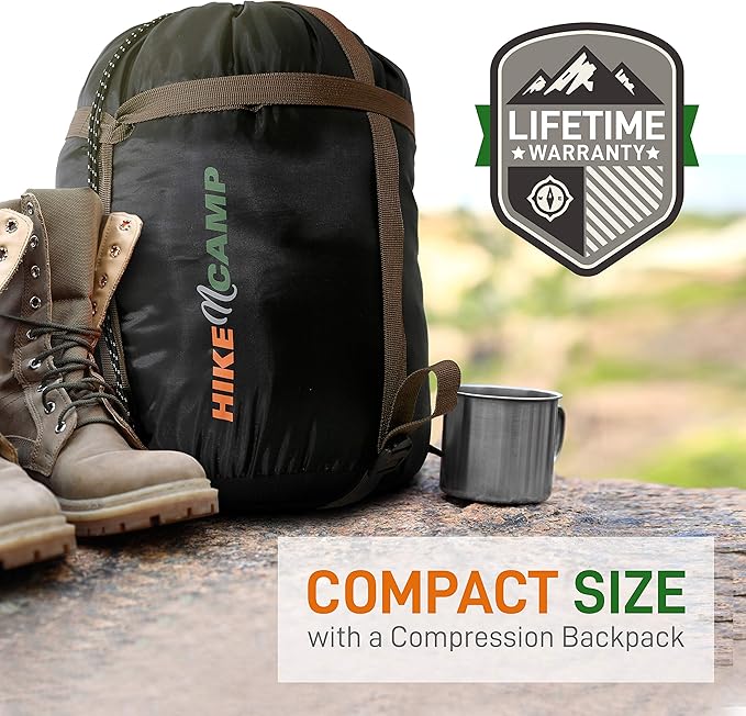 SereneLife Double Sleeping Bag with Pillows Waterproof &amp Detachable for 2 Single Bags Lightweight &amp Warm Perfect for Camping Hiking Backpacking and Cold Weather Suitable for Temperature