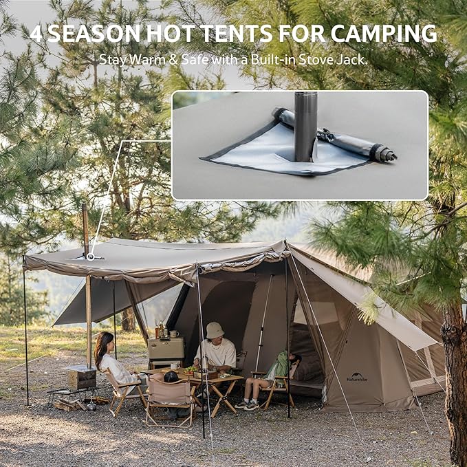 Naturehike Village Instant Tent 4 Person 8 Person Camping Tent with Full Rainfly Waterproof Large Cabin Tents for Car Camping