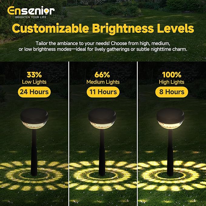 Ensenior 10-Pack Solar Lights Outdoor Auto ON/Off 3000K LED Solar Garden Lights for Pathway Yard Patio Walkway Flower Bed Halloween Christmas Landscape Lighting IP65 Waterproof Flag Lights