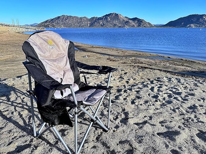 Nice C Heated Camping Chair with Battery Outdoor Sports Heated Chair Heated Camping Chairs for Adults Folding Beach Chair Heavy Duty Cooler Carry Bag 10000mAh Power Bank Included (2 Pack)