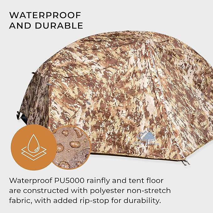 Hyke &amp Byke Zion Hiking &amp Backpacking Tent - 3 Season Ultralight Waterproof Tent for Camping w/Rain Fly and Footprint - 1 Person - Orange