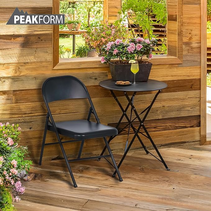 Steel Folding Chair with Cross Leg Braces Construction and Foot Caps for Study Rooms Conferences and Office Use Black 6 Pack