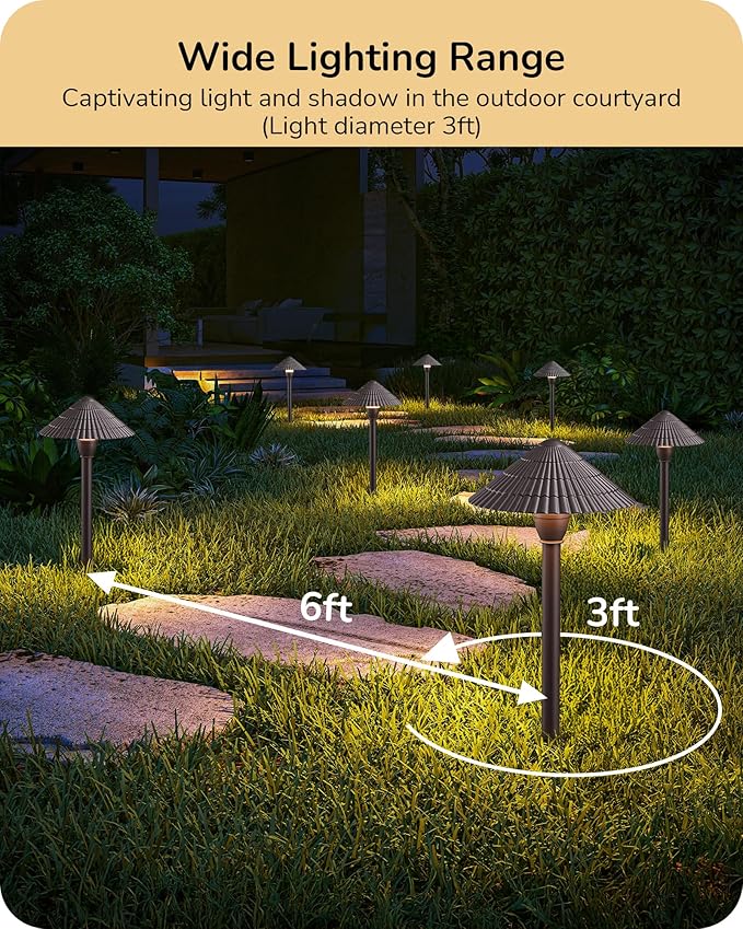 EDISHINE 5CCT Low Voltage Pathway Lights Wired 8 Pack 2700K-5000K LED Landscape Lighting 12V AC/DC 3W 160LM Die-Cast Aluminum Waterproof Outdoor Landscape Path Lights for Sidewalk Garden Yard