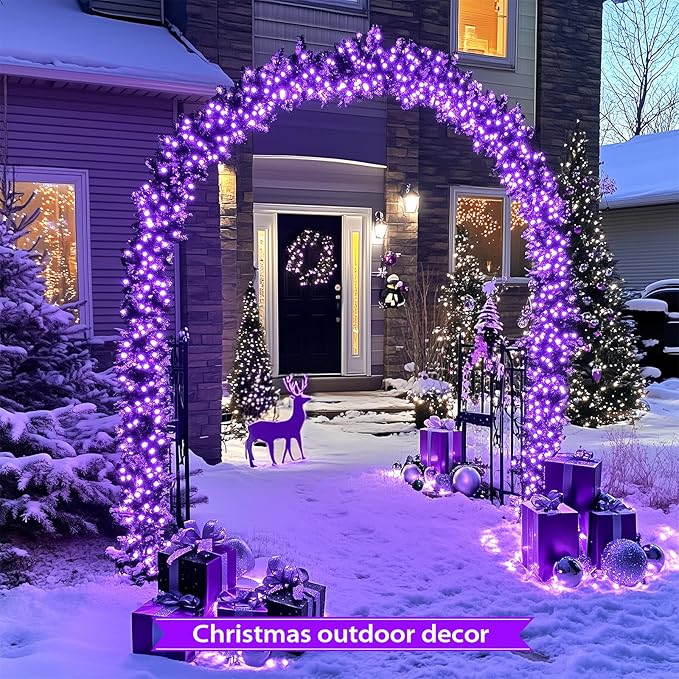 JMEXSUSS 2 Pack Solar String Lights Outdoor Waterproof Total 400 LED 151FT Solar Christmas Lights Outdoor 8 Modes Christmas Light for Outside Patio Yard Tree Decorations Purple