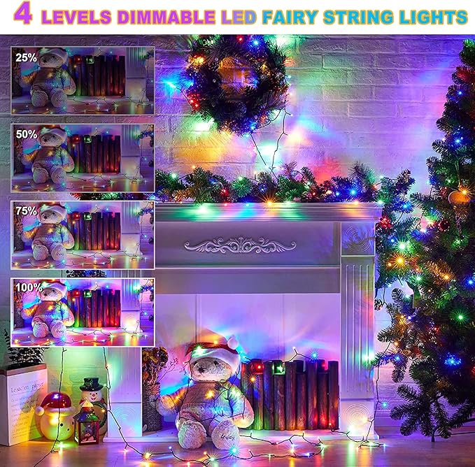 328 FT 1000 LED Christmas Lights Waterproof Christmas Lights Outdoor with 8 Modes&ampTimer Plug in Fairy Light for Xmas Garden Patio Tree Party Holiday Decoration（ Multicolor）