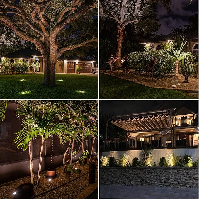 Malibu Low Voltage Well Lights 4W LED Outdoor Landscape Deck Lights 12V Well Light 200Lumen in-Ground Light 2800K Warm White with Connector &amp Stake for Step Tree Patio Yard Garden 1Pack 8401-3500-