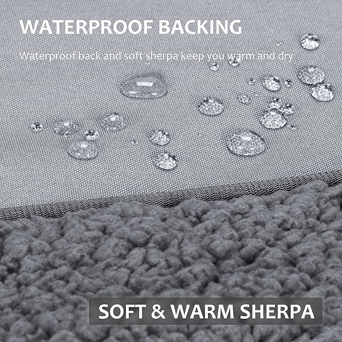 Tirrinia Large Waterproof Outdoor Blanket Soft Warm Windproof Stadium Blanket with Sherpa Fleece and Foldable for Outdoor Sport Baseball Football Beach Concerts Car
