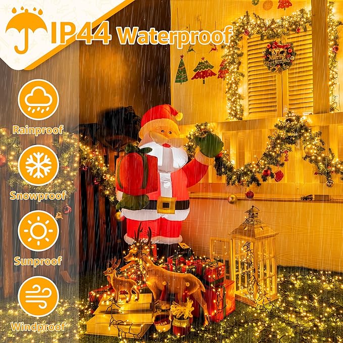 Ollny Cluster Lights Christmas 400LED 20FT Warm White Christmas Tree Lights 8 Modes Timer Remote Waterproof Connectable String Lights for Outdoor Indoor Outside Garland Xmas Decorations