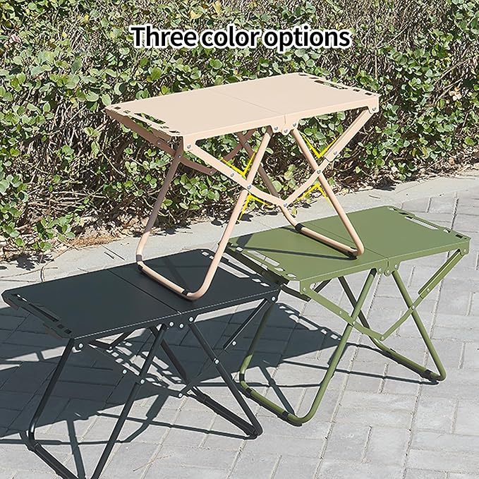 LUMIXA Metal Portable Foldable Table Lightweight Carbon Steel Tactical Camping Small Desk Durable Carbon Steel Outdoor Picnic Table Perfect for Fishing Hiking and BBQ (A#)