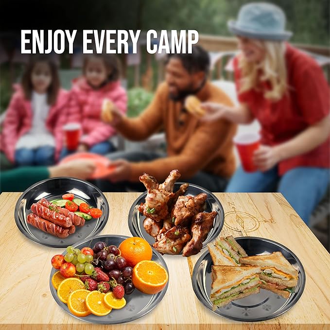 Stainless Steel Camping Mess Kit - Person's Complete Picnic &amp Camp Dish Set Includes Plate Bowl Cup &amp Utensils