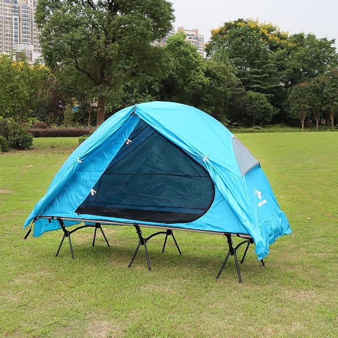 4-in-1 Camping Cot Tent Foldable Elevated Tent Set for 1 Person to Use Elevated Camping Bed Tent for Outdoor Hiking Camping