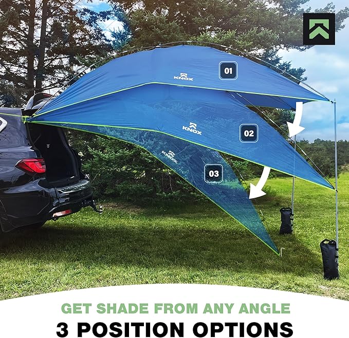 KNOX Universal Canopy Tent for Camping Pop-Up Canopy Tent Awning with Sidewall Compatible with Truck Tailgate SUV RV Van Portable Teardrop Awning Shade for Camping Beach Picnics (Blue)