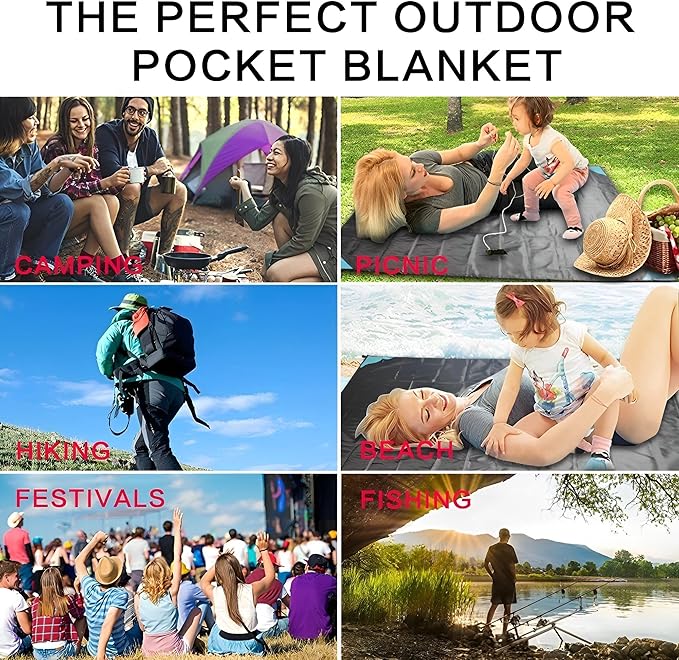 Beach Blanket Picnic Blankets Beach Accessories Lightweight Waterproof Sandproof Couple Family with Children Blanket for Summer BeachParkTravel Camping HikingPartyBackyard(79*83)