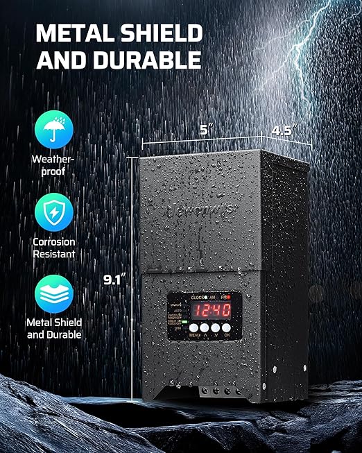 DEWENWILS 300W Low Voltage Landscape Transformer 120V to 12V/15VAC Landscape Lighting Transformer with Photocell Sensor &amp Timer Low Voltage Transformer for Outdoor Lighting Wall Billboards