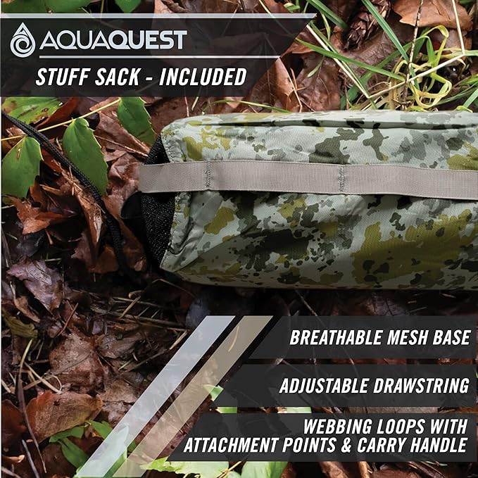 AquaQuest Defender Tarp – Heavy-Duty Waterproof (20000 mm) Seam-Taped Rain Fly for Camping Bushcraft &amp Survival