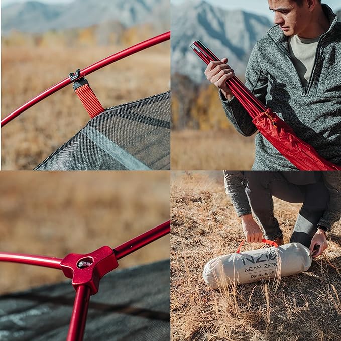 Near Zero 1-3 Person Ultralight Backpacking Tents up to 2 Doors 20D Ripstop Waterproof Sealed Nylon Freestanding Rainfly 3 Season with Lightweight Aluminum Frame. Easy Setup System