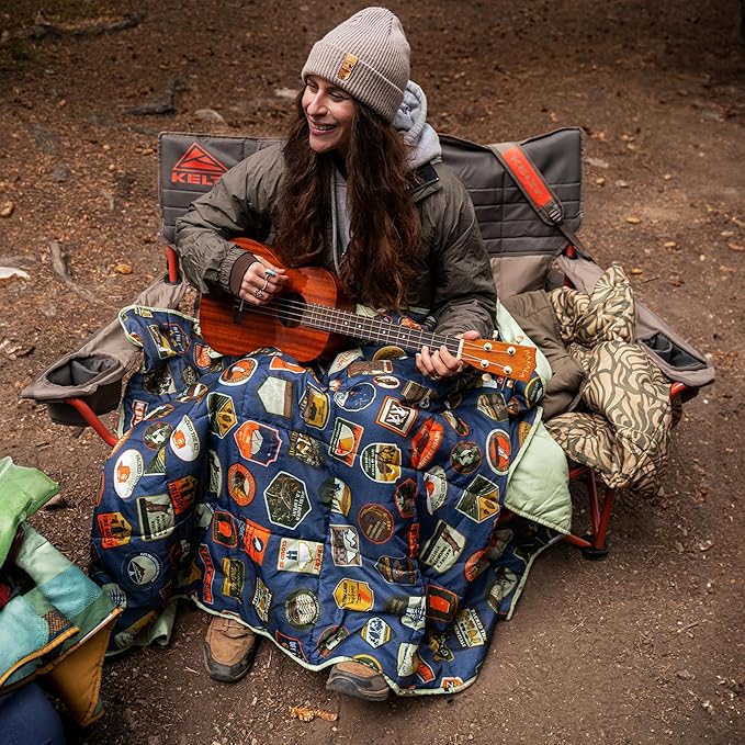 Kelty Low Loveseat Oversized 2-Person Heavy Duty Folding Camp Chair Double Seat for Soccer Games Tailgating Beach Days (Low Height/Deep Lake)