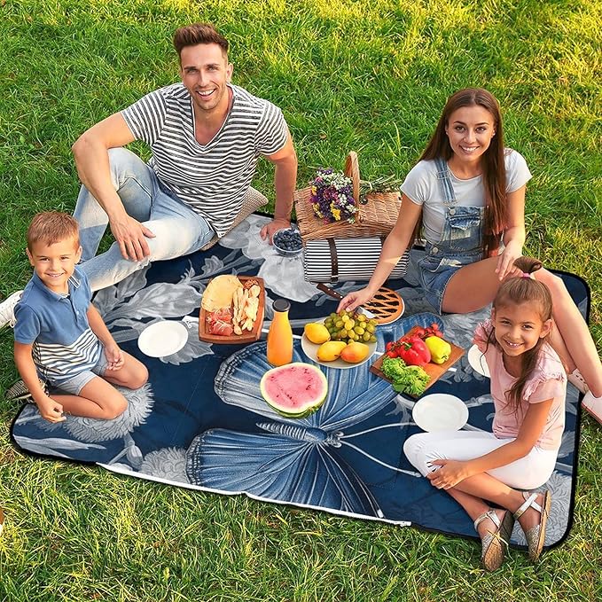 Zipper Peaceful Countryside Style Picnic Mat Suitable for Travel Camping Park Or Home Use