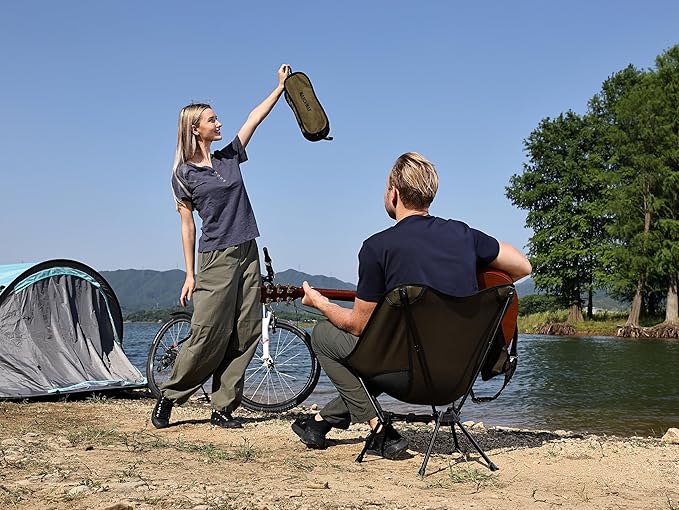 MARCHWAY Lightweight Folding Camping Chair with Spring Lock Stable Compact Portable for Outdoor Camp Travel Beach Picnic Festival Hiking Backpacking (Lowback Green)