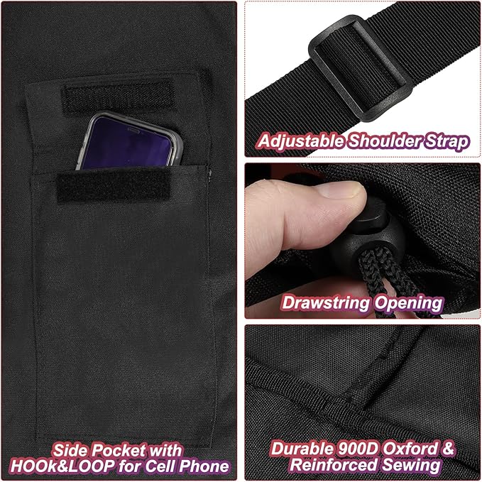 PATIKIL 47 Inch Camp Chair Replacement Bag Foldable Camping Chair Bag 900D Oxford Large Mouth Carry Bag with Adjustable Shoulder Strap &amp Side Pocket for Outdoor Camping Black