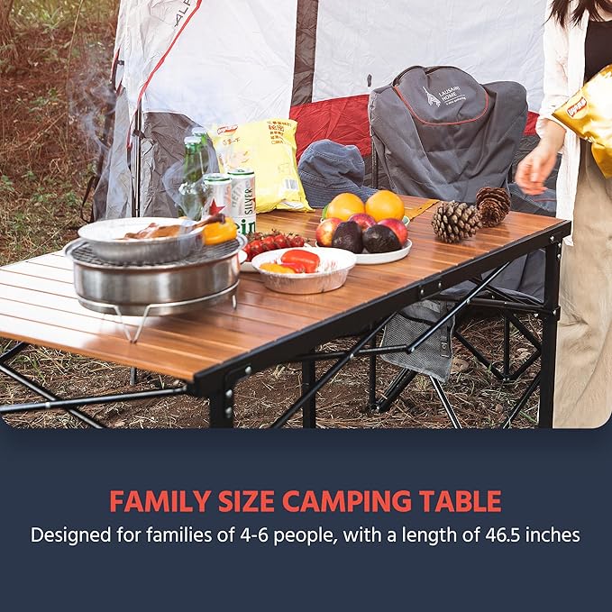 OUTSIDER Folding Camping Table Adjustable Height Foldable Roll-up Aluminum Camp Table Portable Table with Carry Bag - for Outdoor Cooking Beach Picnic BBQ Travel Style2