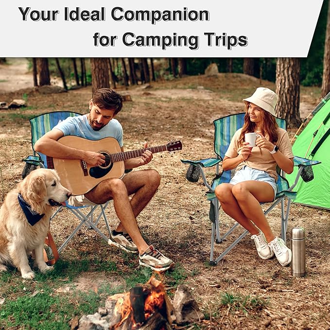 Elevon Camping Chair Portable Folding Outdoor Chair with Arms Cup Holder and Carry Bag