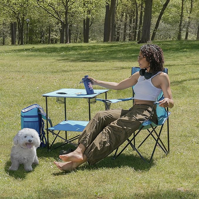 Life is Good Mesh Back Quad Chair Portable Outdoor Folding Chair with Carry Bag for Beach Sports Tailgates Camping Fishing