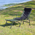 Camping Lounge Chair with Detachable Footrest Portable Folding Reclining Camping Chair with Adjustable backrest for Indoor and Outdoor Camping Beach Hiking Fishing Green+Black