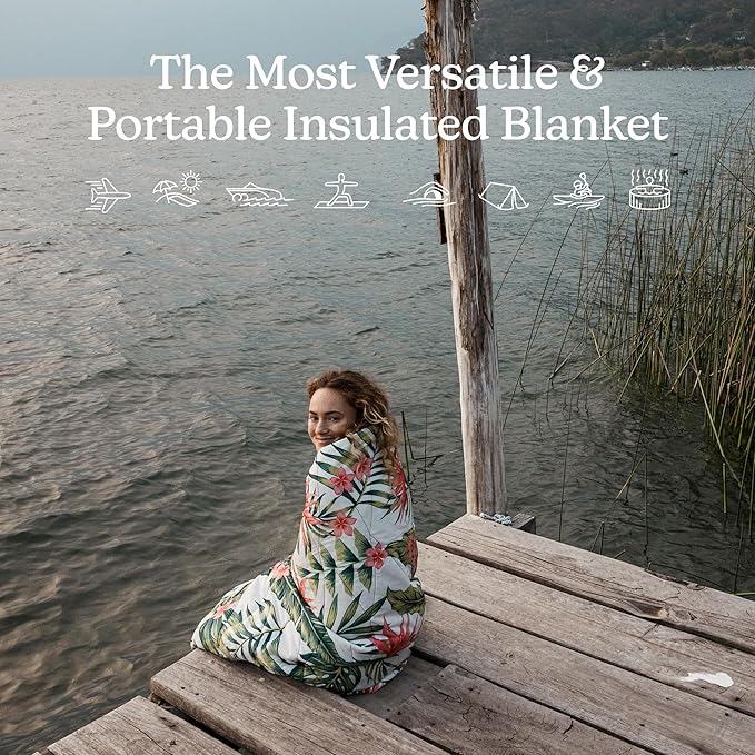 Nomadix Puffer Blanket – Water-Resistant Eco-Friendly Insulated Blanket with Snaps for Camping Beach and Travel Made from Recycled Materials