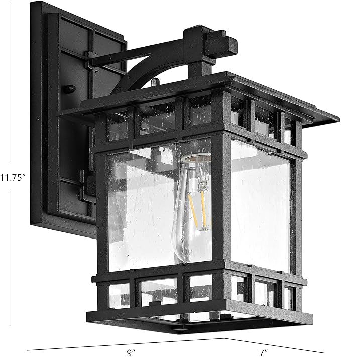 SAFAVIEH PLT4013A Lighting Grayter Black Wall (LED Bulb Included) Outdoor Lantern