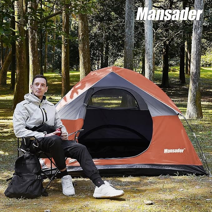 Camping Tent Waterproof 2/3/4 Person Tents for Camping Lightweight Easy Set Up Outdoor Hiking Tent Backpacking Tent with Carry Bag Backpack Tent Suit for Family Beach Hiking Travel