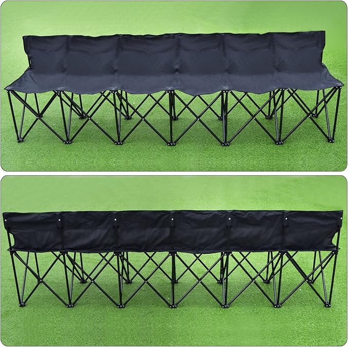 Strong Camel Portable 6 Seater Team Sports Sideline Bench Sits Outdoor Waterproof Folding Foldable