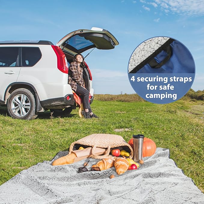 Tirrinia Waterproof Outdoor Blanket with Sherpa Lining Windproof Triple Layers Warm Comfy Foldable for Camping Stadium Beach Picnic Grass Concerts Car Dog 51''X 59'' &amp 59''X 80''
