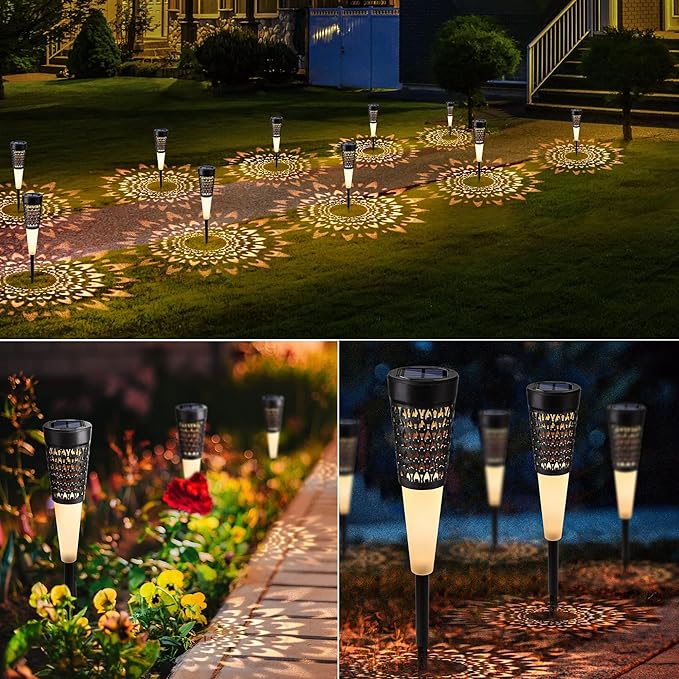 Toodour Solar Lights Outdoor Garden 4 Pack Solar Pathway Lights Waterproof Auto On/Off Outdoor for Garden Yard Patio Walkway Driveway Landscapes Lawn (Warm White)