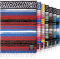 Hydration Nation Authentic Large Handwoven Mexican Striped Throw Blanket - Soft Durable Eco-Friendly - 70x50 - Mariner